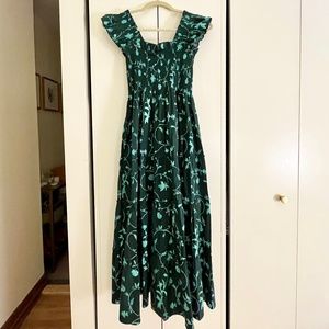 Hill House Home Nap Dress - Akilah Green Botanical, Size XXS